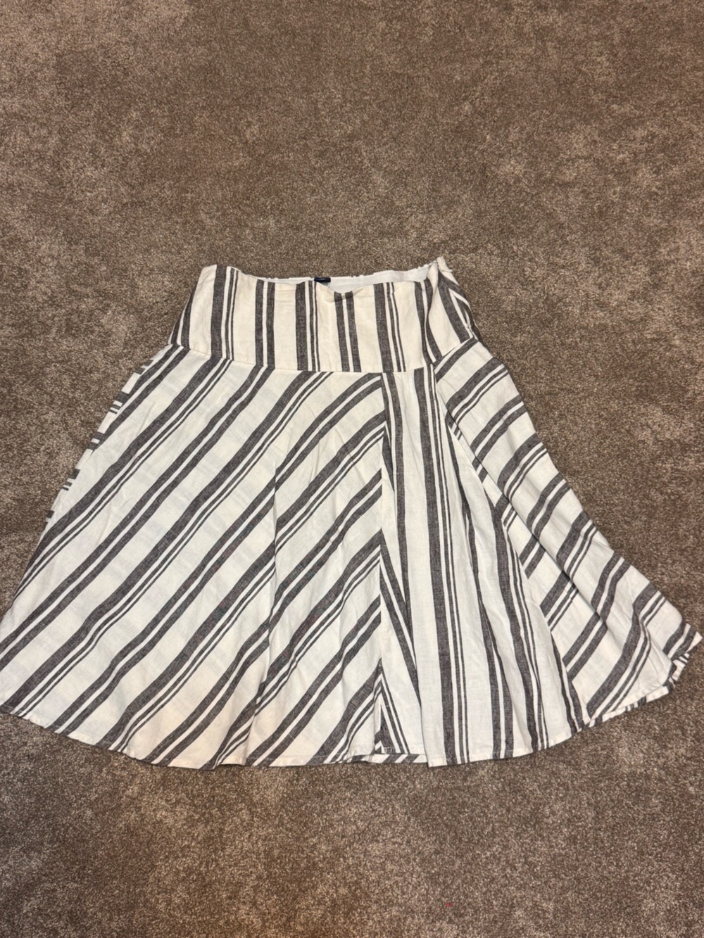GAP 100% Linen Striped A-Line Midi Skirt Size 12R Lined